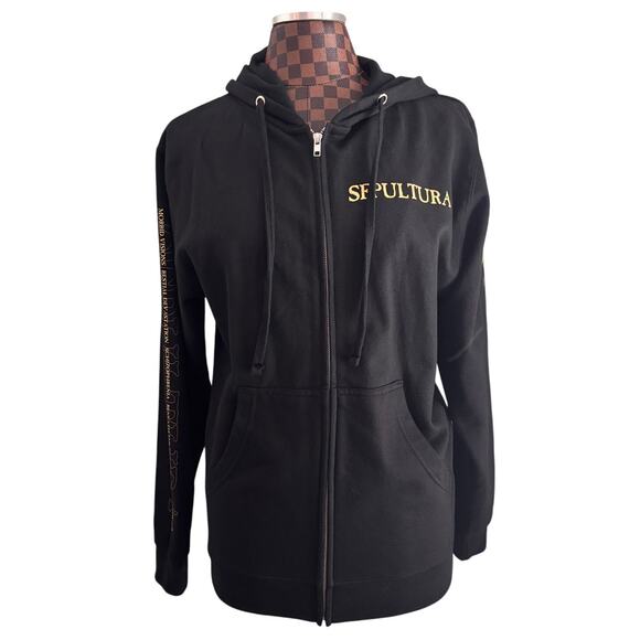 SEPULTURA 40th Anniversary Discography Hoodie Black Unisex Small Zip Sweatshirt - Picture 2 of 10
